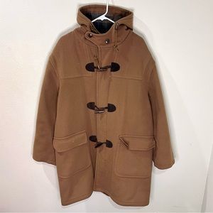 Vintage 90s LL Bean Wool Hooded Toggle Duffle Flannel Lined Coat Mens Large